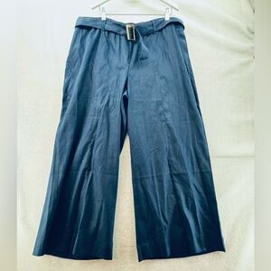 NWT J Jill Linen Stretch Pants Pull-on Elastic Waist Detachable Belt Navy XL